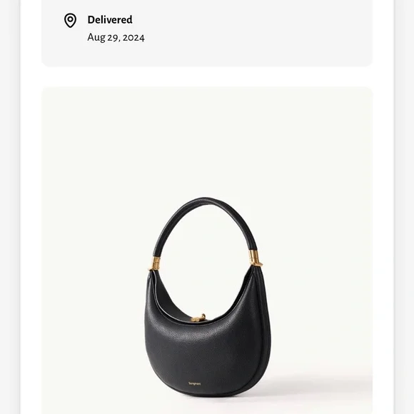 Songmont Black Leather Shoulder Bag with Gold Accents - Picture 5 of 6